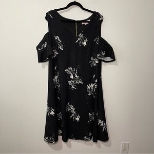 Pennington in every story women's black floral cold shoulder summer dress in 1X
